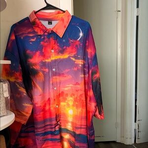 Vibrant Sunset Print Men's Shirt